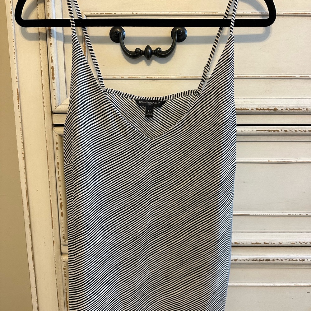 Banana Republic Navy and White Striped Top